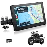 AXFEE Motorrad GPS Carplay Bildschirm, Carplay für Motorrad mit Tragbares Halterung, CarPlay & Android Auto für Motorrad, 7 Zoll Wasserdichter Touchscreen, Dual Bluetooth, 32G TF-Karte, GPS, Siri.
