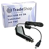 Trade-Shop Mini USB KFZ-Ladekabel 12V/24V mit TMC Antenne für Navigon 70 Easy 70 Plus 70 Plus Live 70 Premium 70 Premium Live 70 Premium Caravan & Truck