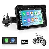 Jansite Carplay Bildschirm für Motorrad Kabelloser Carplay und Android Auto Display für Motorrad, Motorrad Navi mit 5 Zoll Wasserdichter Carplay Motorrad Dual-Bluetooth Navigation Siri 64G TF-Karte